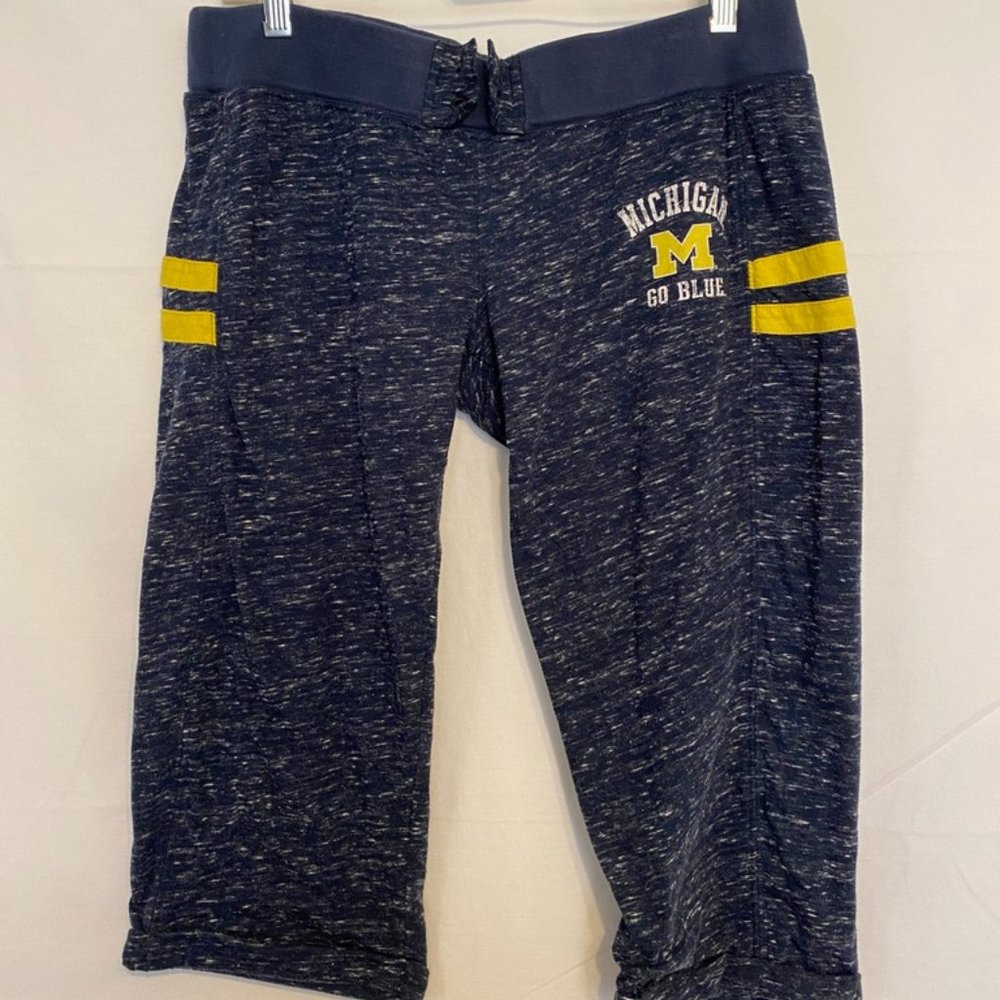 Colosseum ~ Dark Blue & Yellow Michigan State Lined Capri Pants ~Size XL